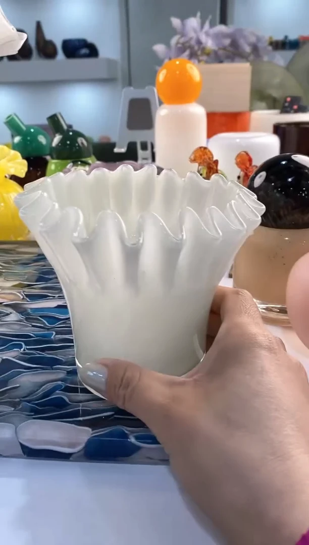 【闪购商品】琉璃慕忆家花瓶奶白