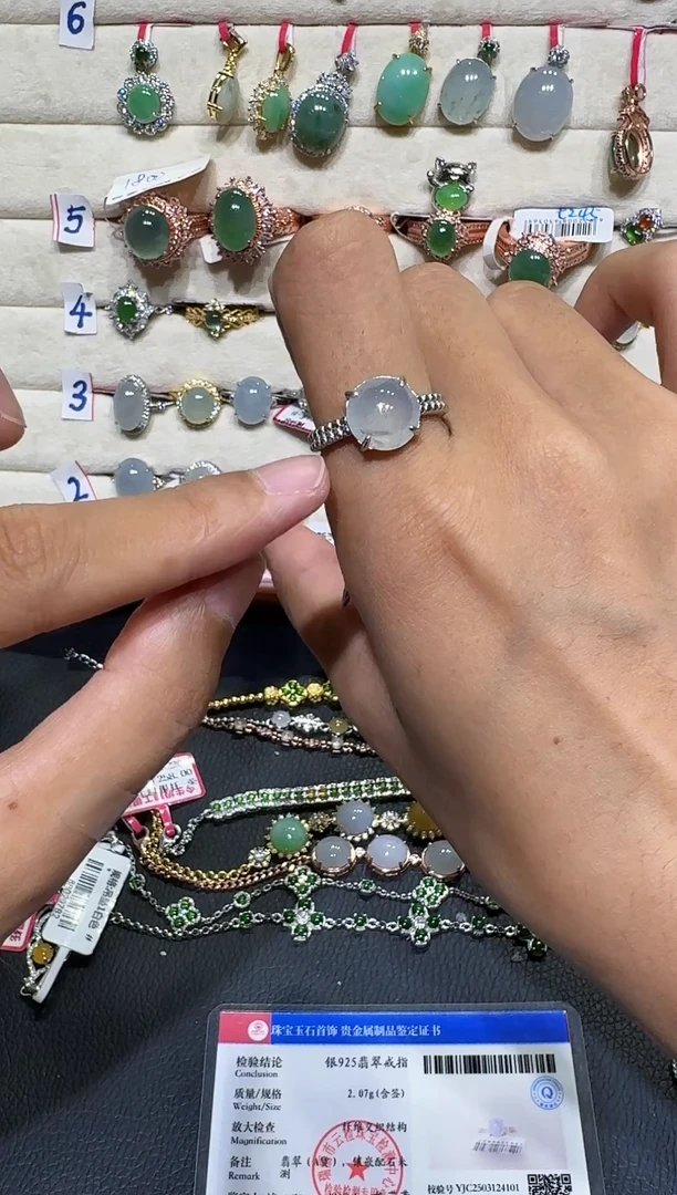 翡翠戒指银S925镶嵌戒指337