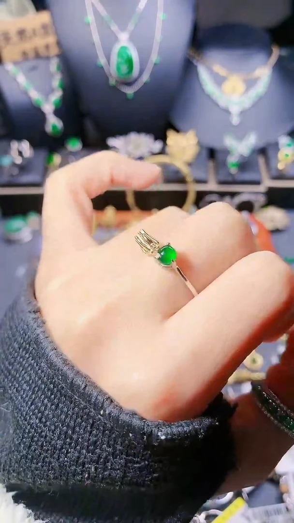 【闪购商品】翡翠戒指银S925镶嵌戒指