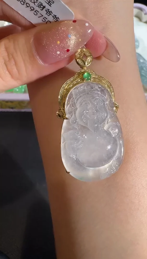 【闪购商品】翡翠吊坠(不含链)18K金镶嵌【源头工厂】钻石镶嵌