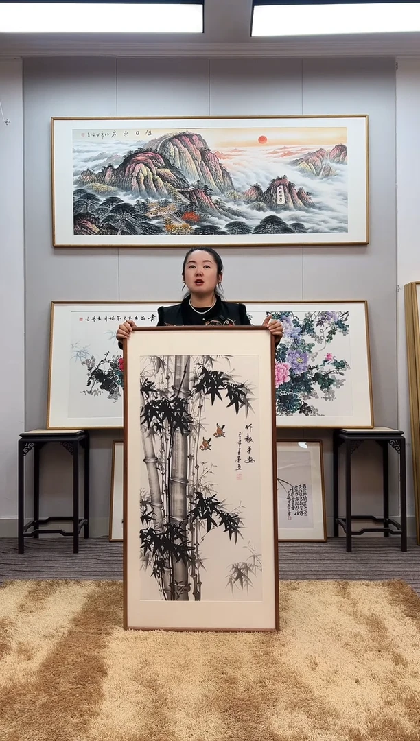 国画手绘墨竹122*62尺寸