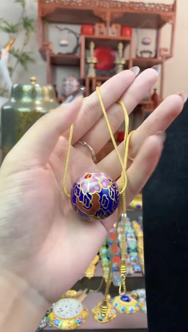 非遗手工景泰蓝3.0单珠加链子