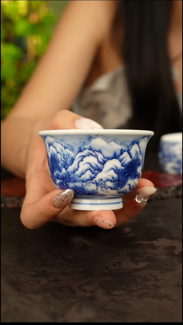 画堂春 青花手绘雪景主人杯