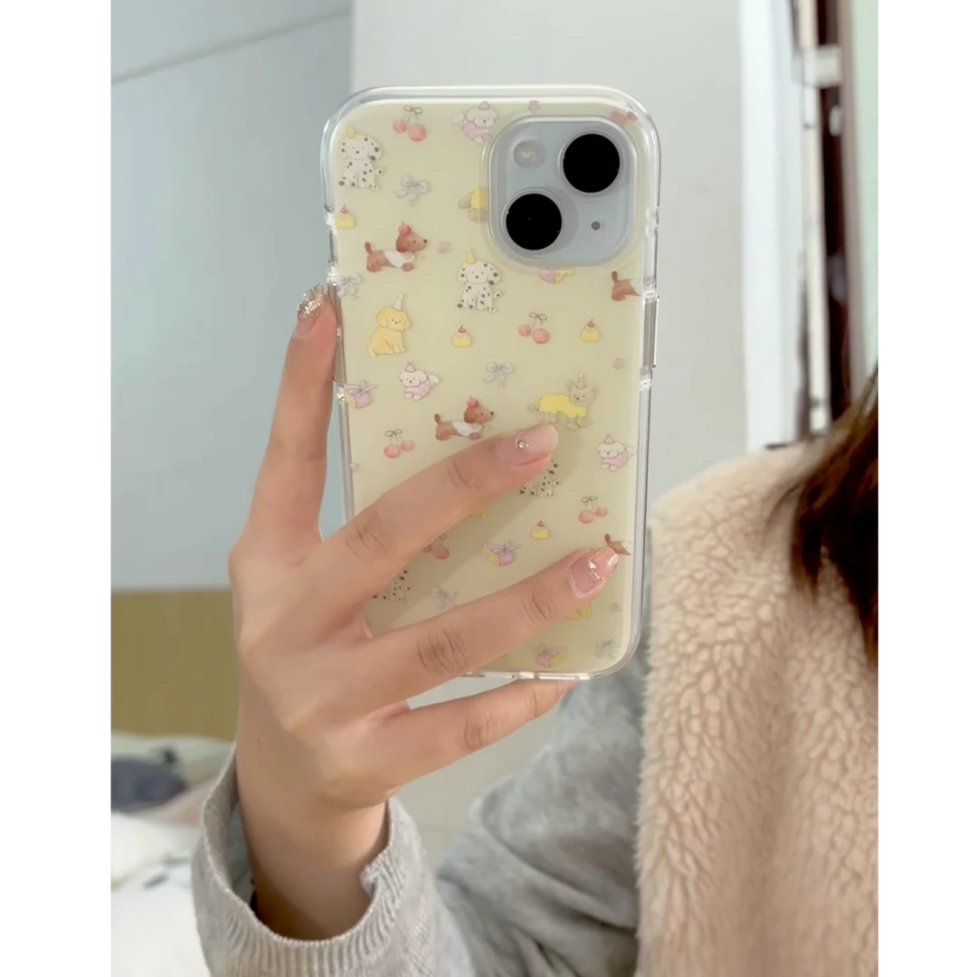黄樱桃小狗适用iPhone16/15promax大孔苹果手机壳13/12套