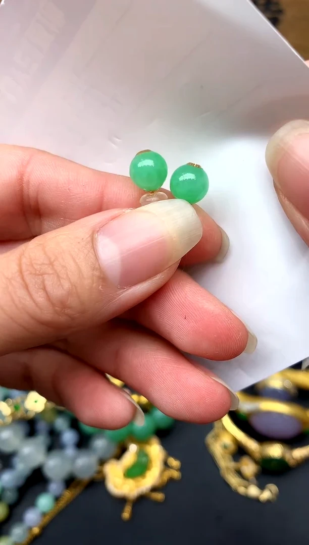 【闪购商品】翡翠耳饰18K金镶嵌346-中国好珍宝