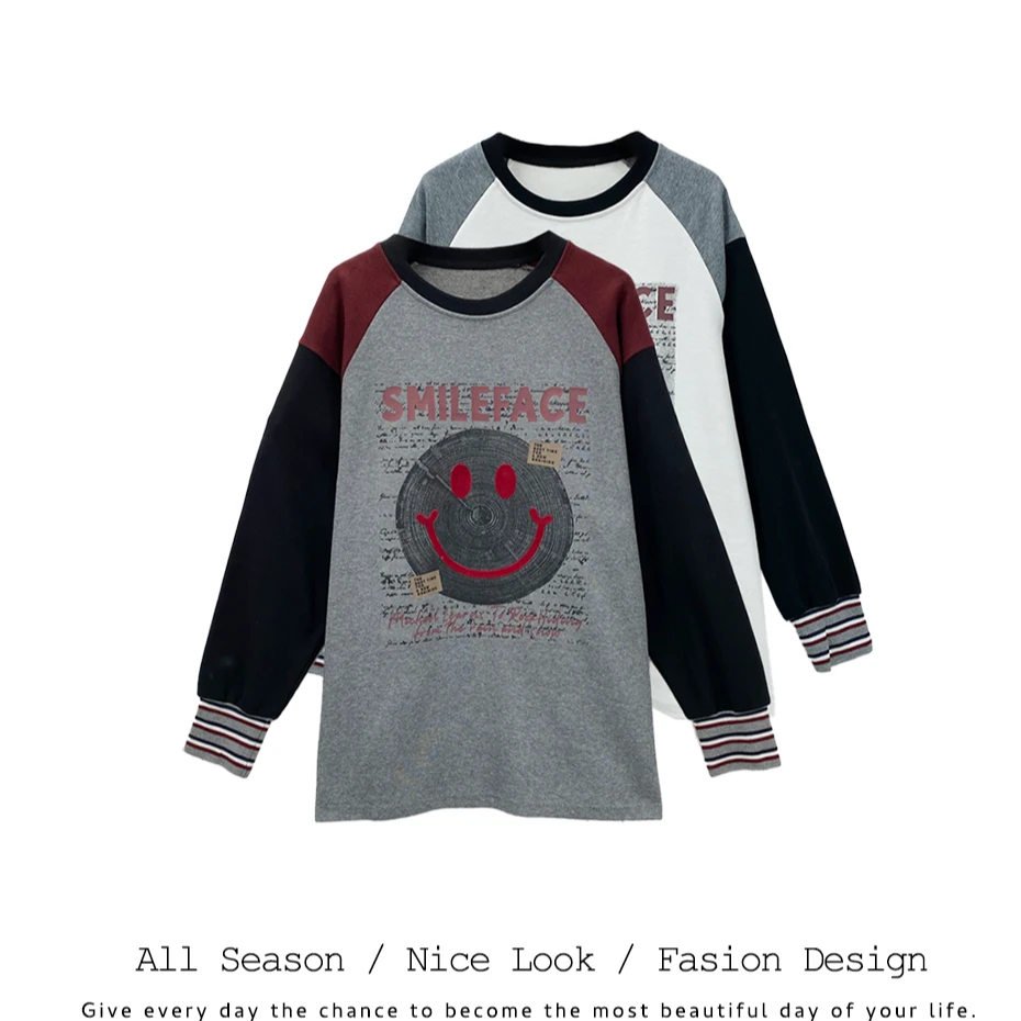 942/001    灰白双色撞色设计字母印花圆领套头长袖    款号#9923