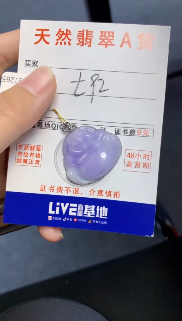 颈饰18K金镶嵌翡翠天然缅甸A货翡翠百元以上9元证书费自理