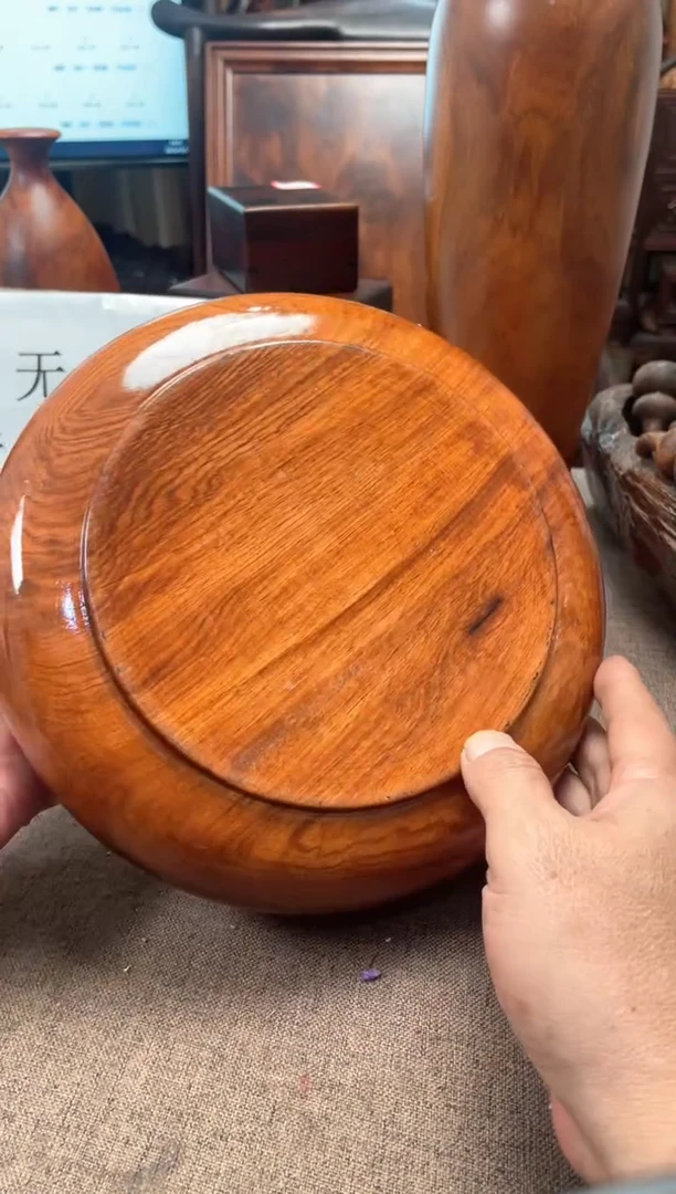 大果紫檀（缅甸花梨）木头款笔洗22.2/6.8