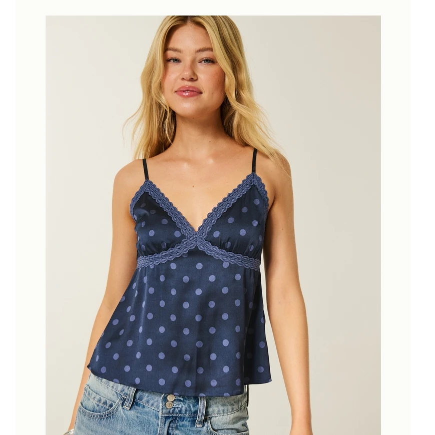 Hollister25秋季新款美式辣妹性感蕾丝背心吊带女装340-5475