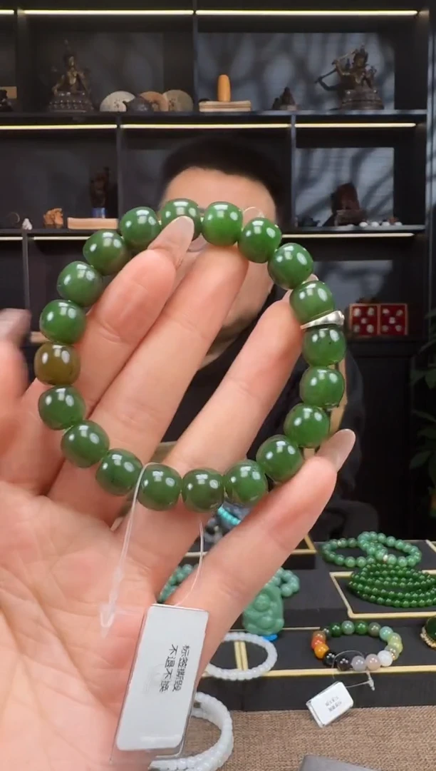 【闪购商品】和田玉1未镶嵌11mm碧玉老型手串