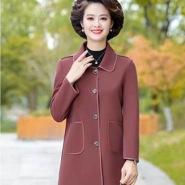 8510-H时尚经典百搭气质妈妈装洋气翻领上衣外套凯美琪