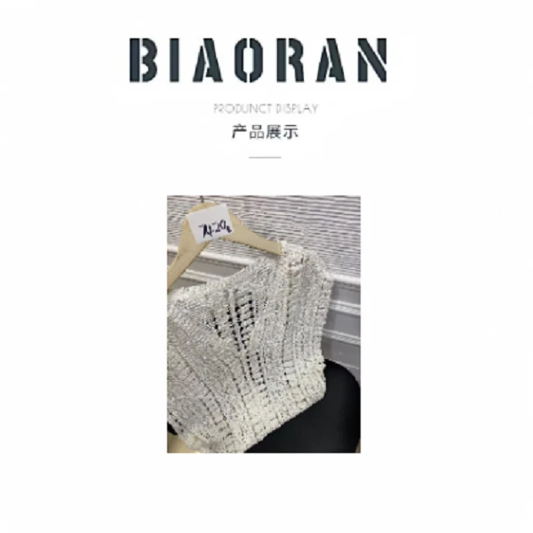 BIAORAN/标冉2025春季新款休闲百搭镂空钩花V领罩衫7420