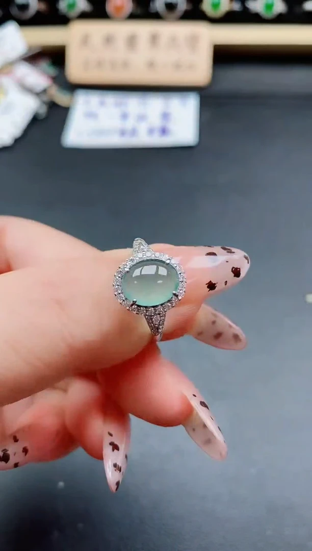 银S925镶嵌戒指翡翠1