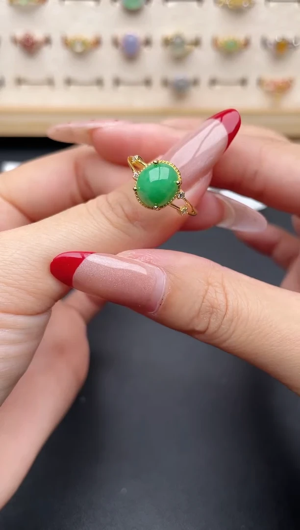 【闪购商品】翡翠戒指银S925镶嵌一物一证一礼盒