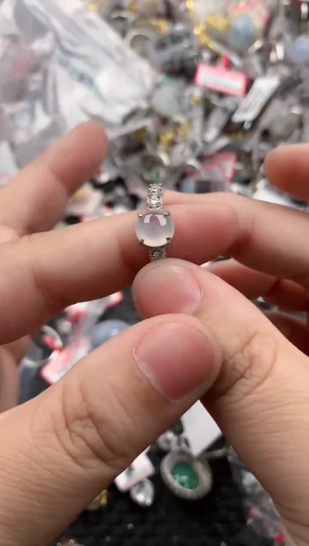 银S925镶嵌戒指翡翠444   10