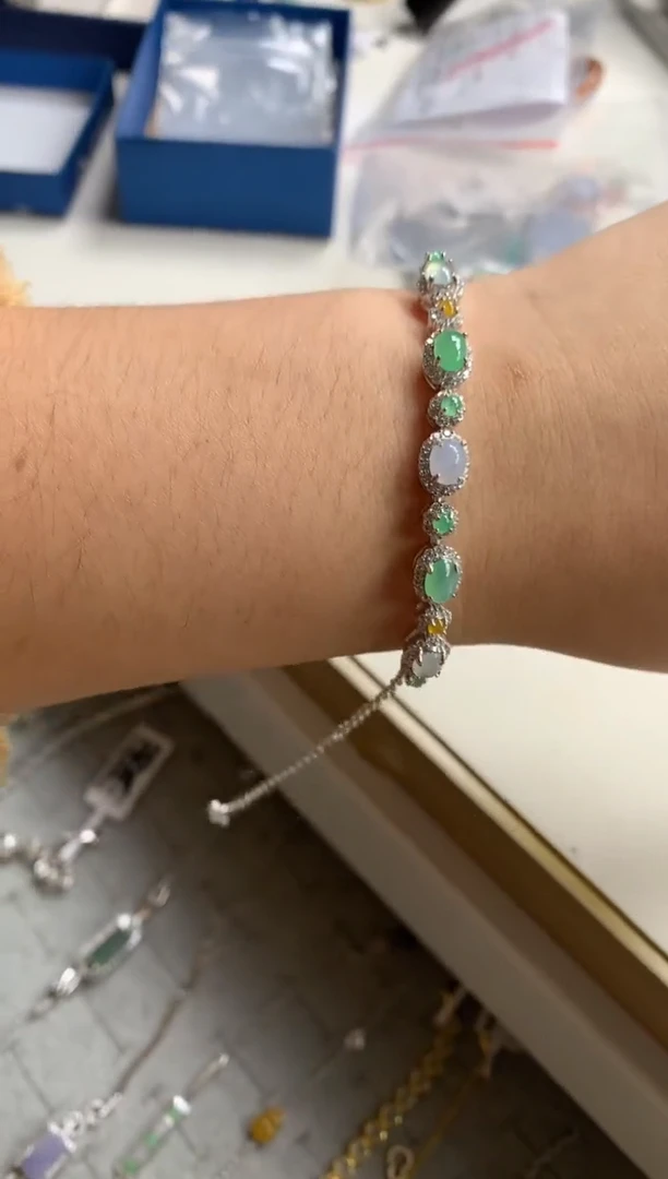 银S925镶嵌戒指翡翠手链8