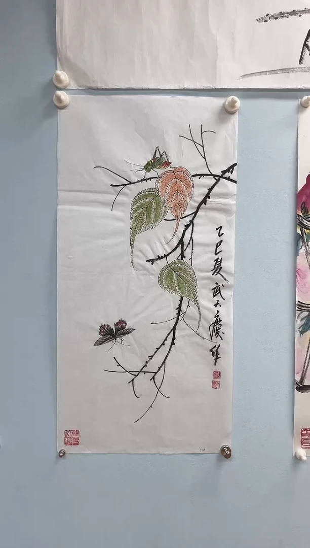 国画武天庆老师贝叶草虫