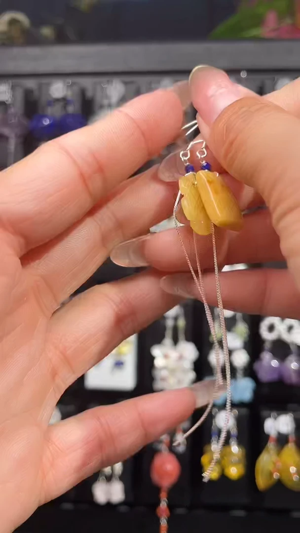银S925镶嵌耳饰紫晶来****莉来杯半糖茉莉AB