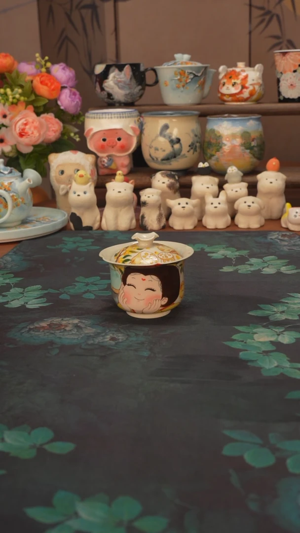 泥古  唐美人盖碗
