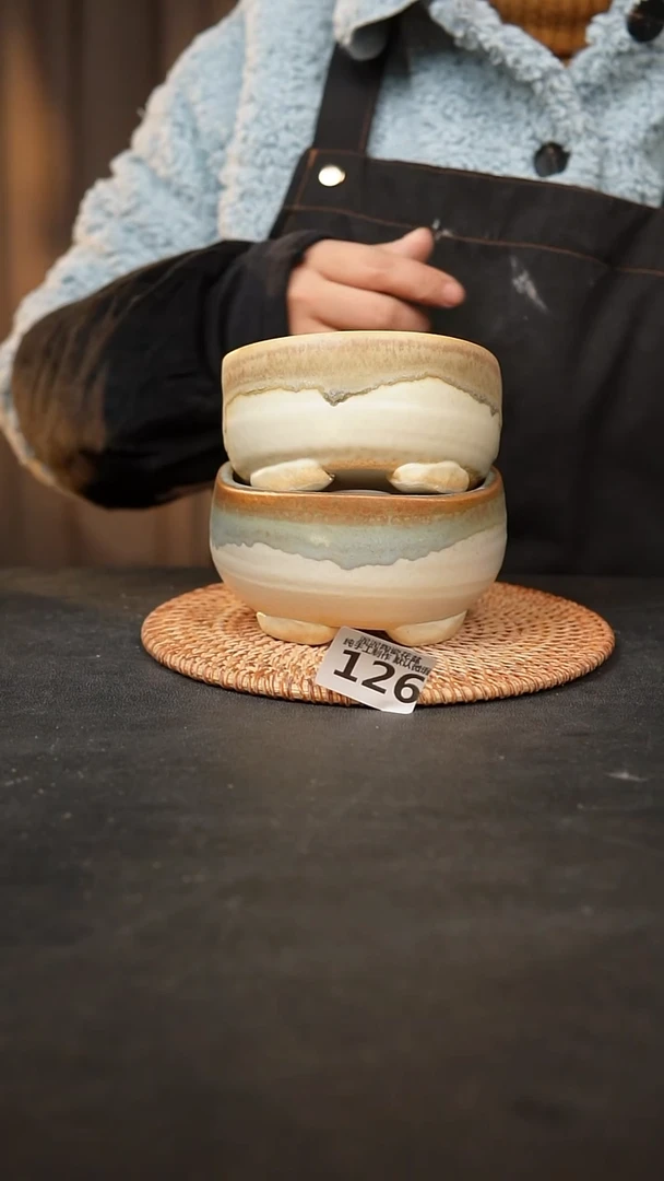 【闪购商品】瓷片126泥泥手工花盆口10高6