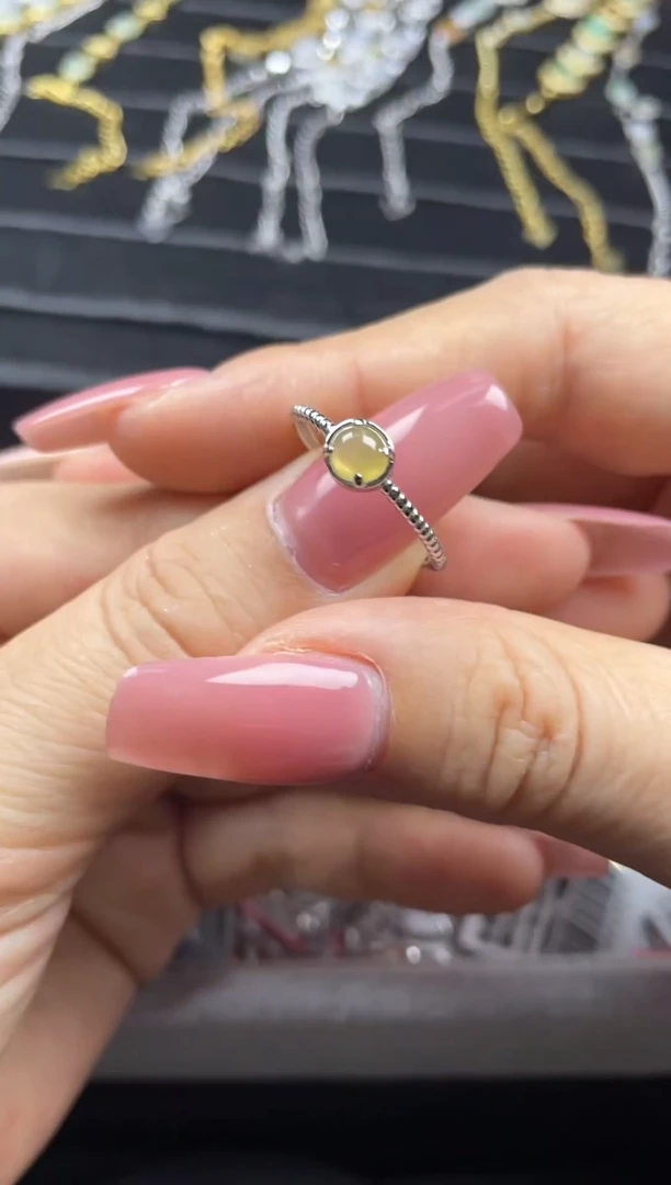 银S925镶嵌戒指翡翠天然翡翠A货