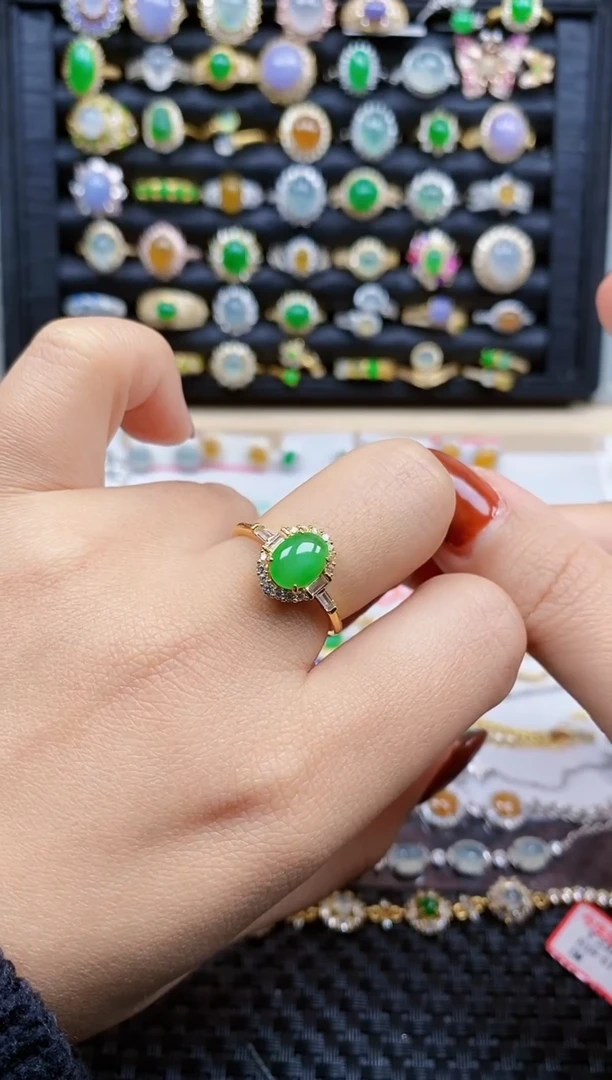 银S925镶嵌戒指翡翠357