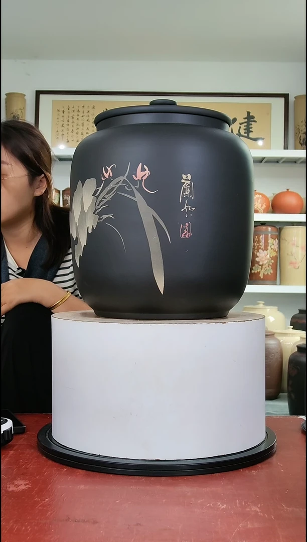 纯手工建水紫陶15饼茶缸