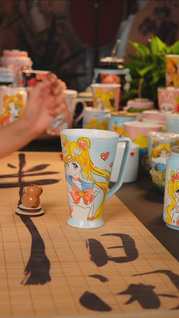 王*粒卡通创意景德镇经典把手杯