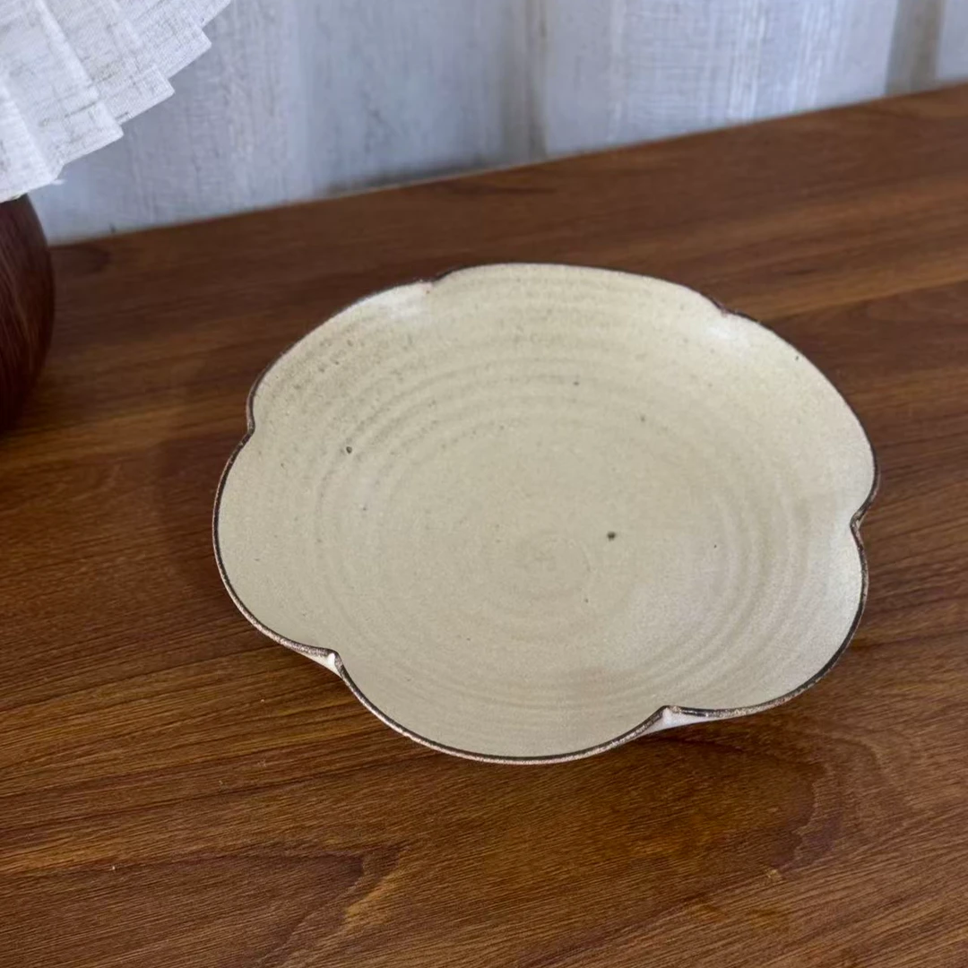 兮陶 叶子手作 粗陶花口承  192