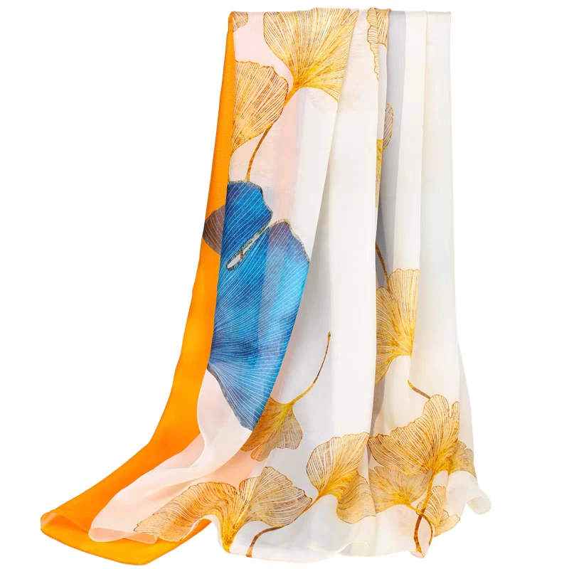 仿真丝银杏叶四季时尚百搭女围巾