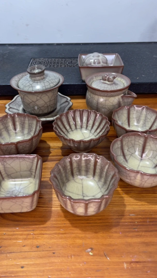 传世哥窑手工杯茗杯