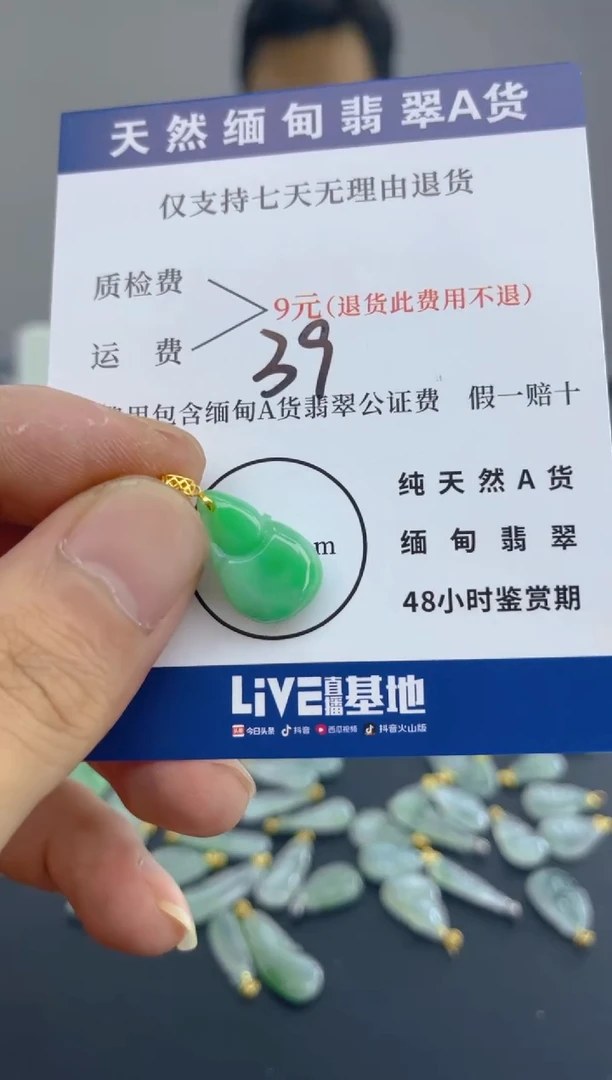 颈饰18K金镶嵌翡翠天然A货翡翠