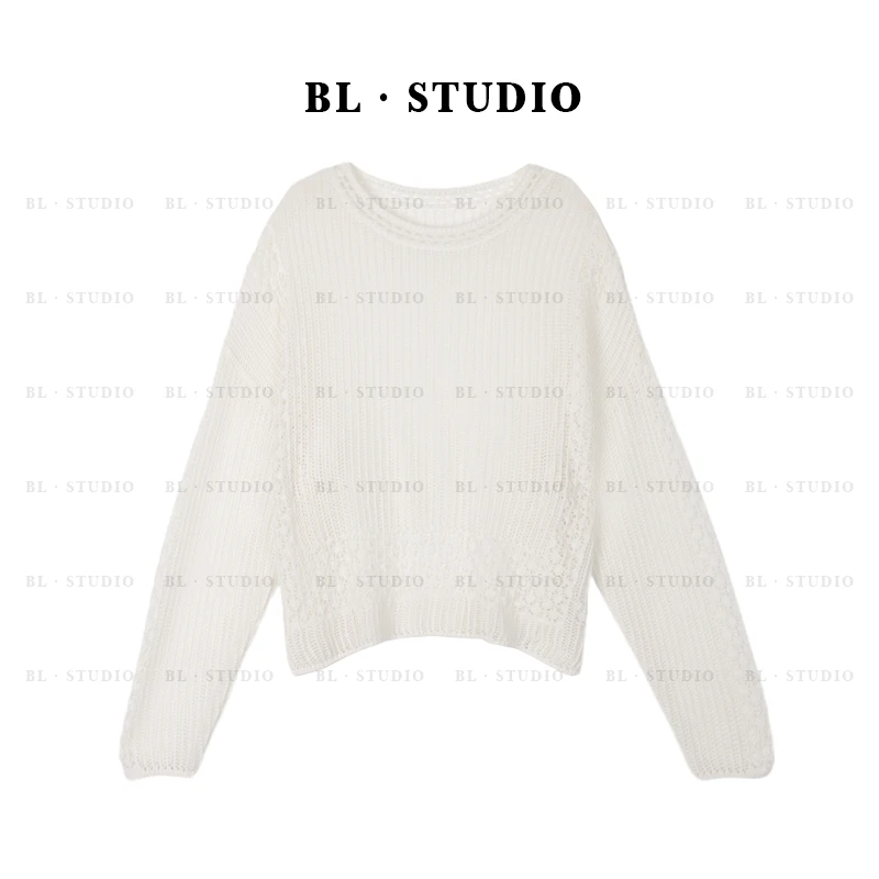 镂空长袖针织防晒衫女2025夏季新款宽松空调罩衫外搭上衣BL-4160