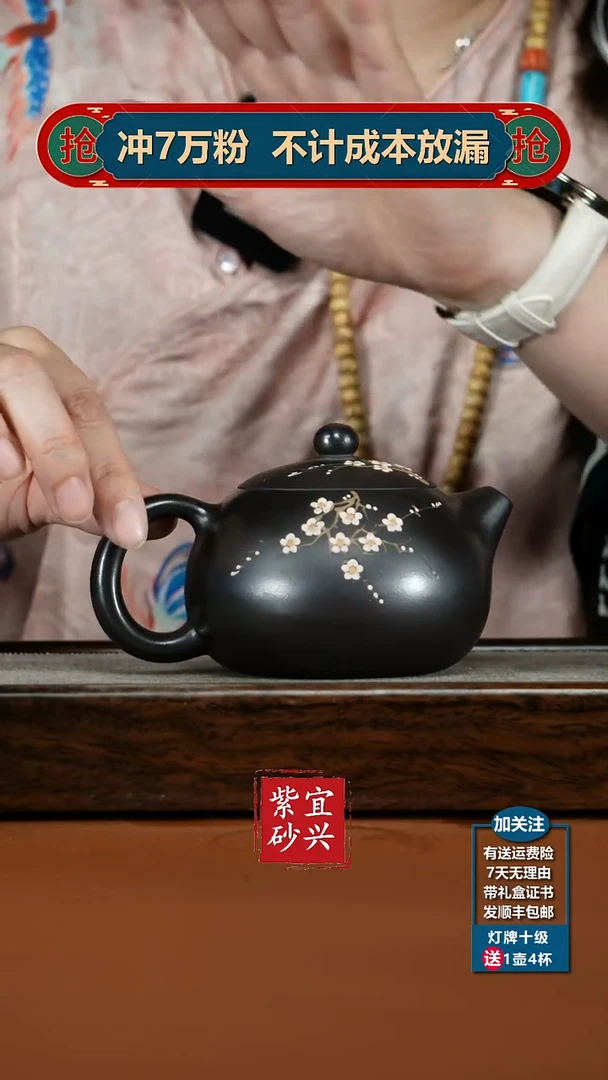 茶壶紫砂石黄泥绘变色西施260CC