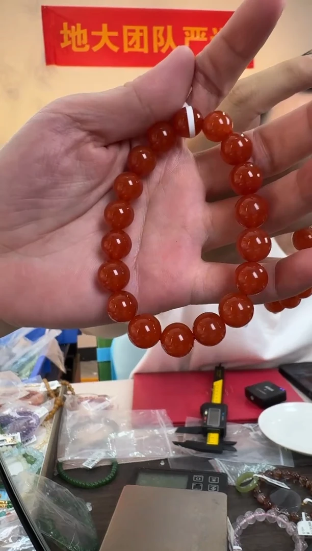 南红玛瑙手串未镶嵌南红圆珠单圈约11-12mm
