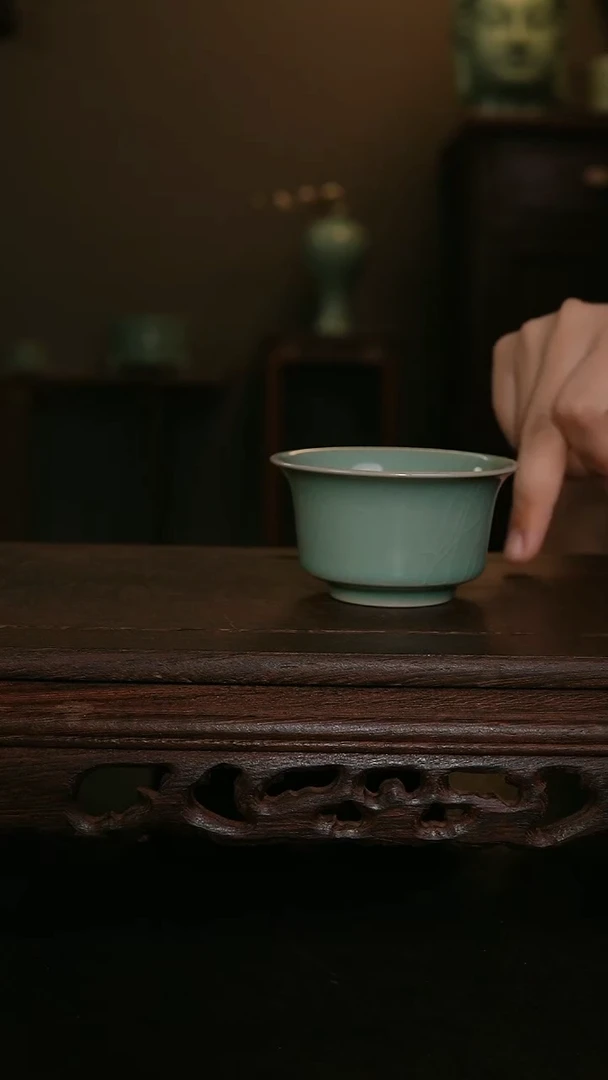 摆件仿古手工军绿马蹄杯