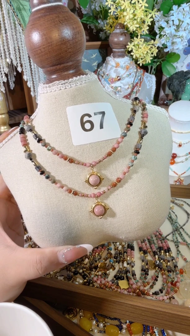 菱锰矿（红纹石）合金项链67