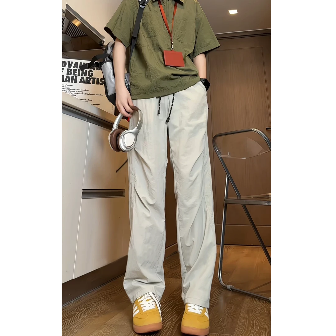 休闲裤男款2025新款日系潮牌宽松阔腿百搭春夏直筒工装裤