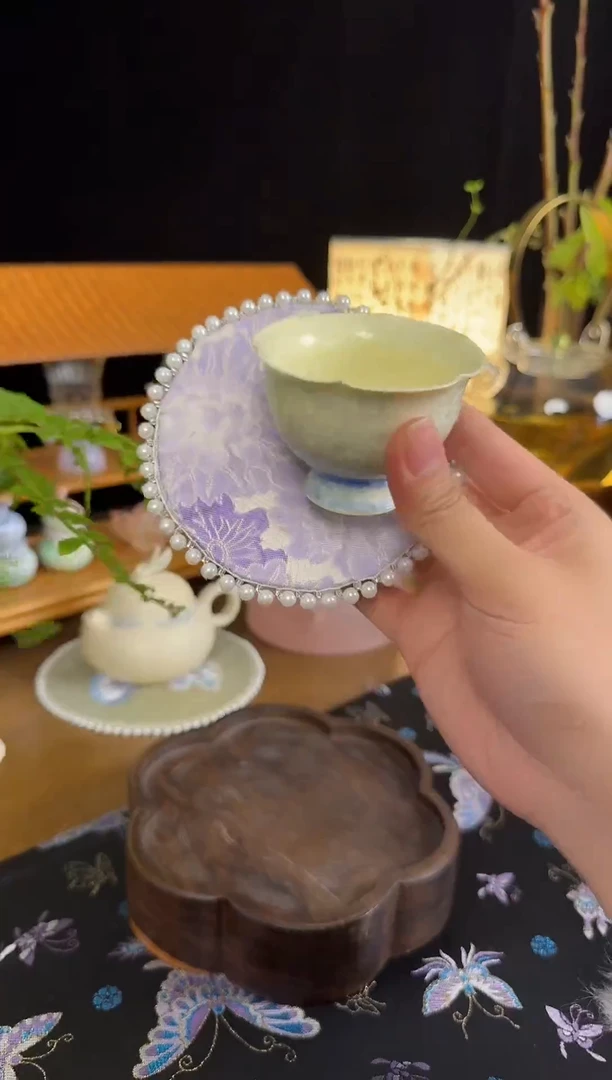 高足花口杯+杯垫