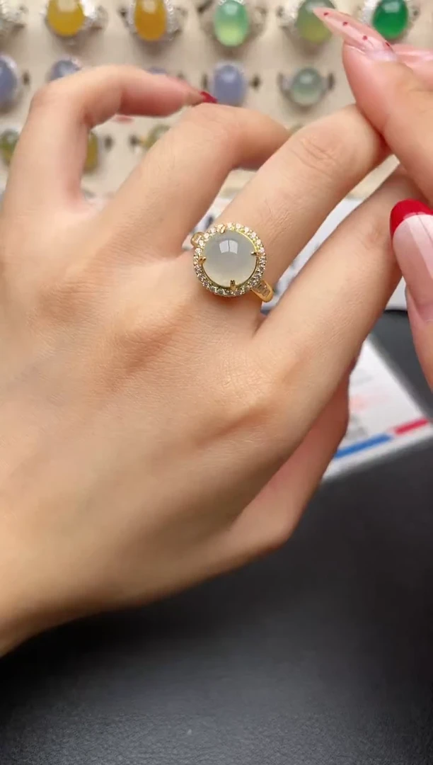 【闪购商品】翡翠戒指银S925镶嵌一物一证一礼盒