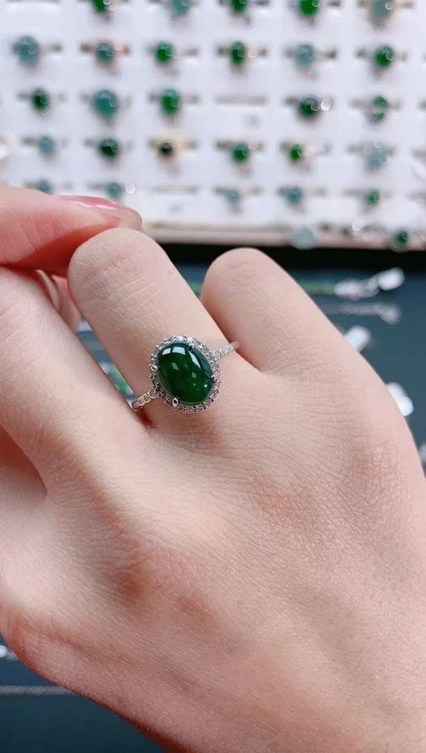 【闪购商品】翡翠戒指银S925镶嵌天然翡翠