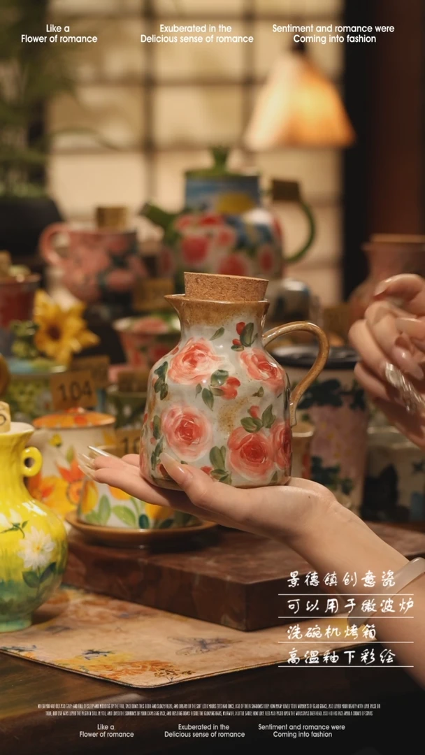 陶瓷景德镇高温手绘釉下彩设计师款式