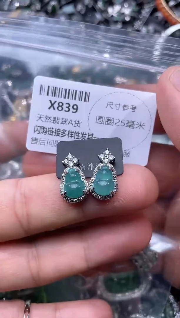 【闪购商品】翡翠颈饰未镶嵌X839耳钉