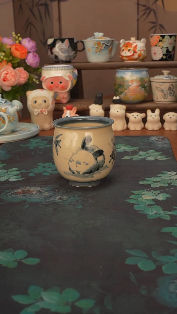 小雾垂露  大白兔手握杯
