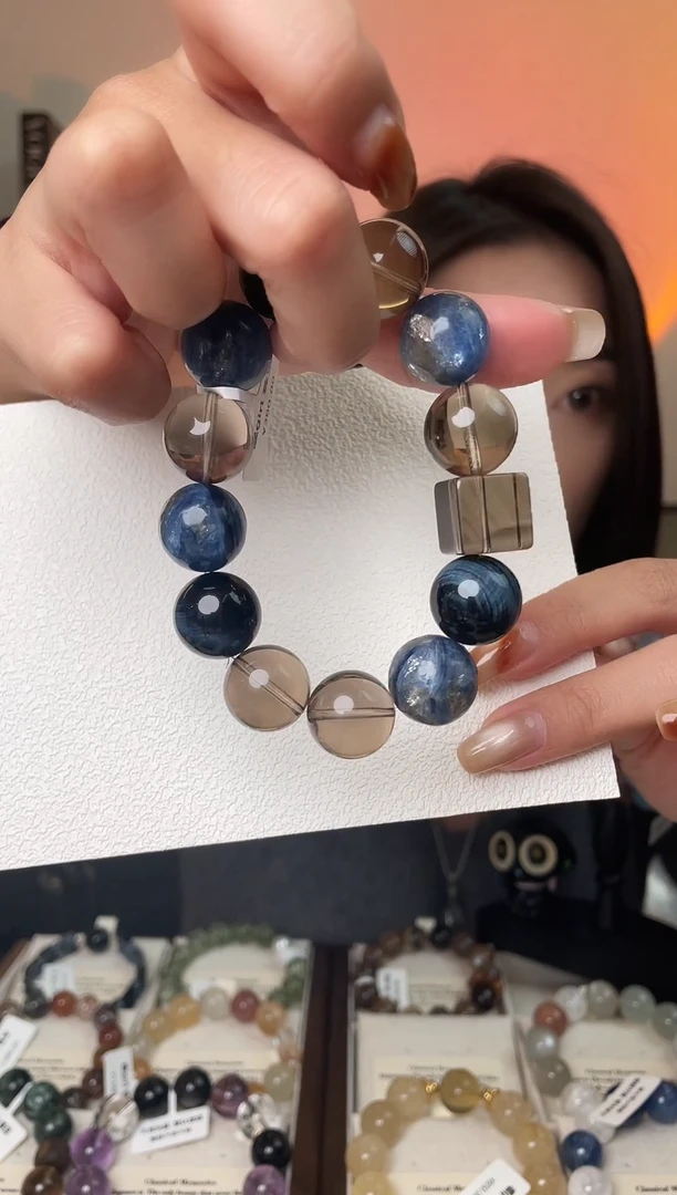 未镶嵌手链水晶龙纹蓝晶石，拍10单发整串，拍错发单珠