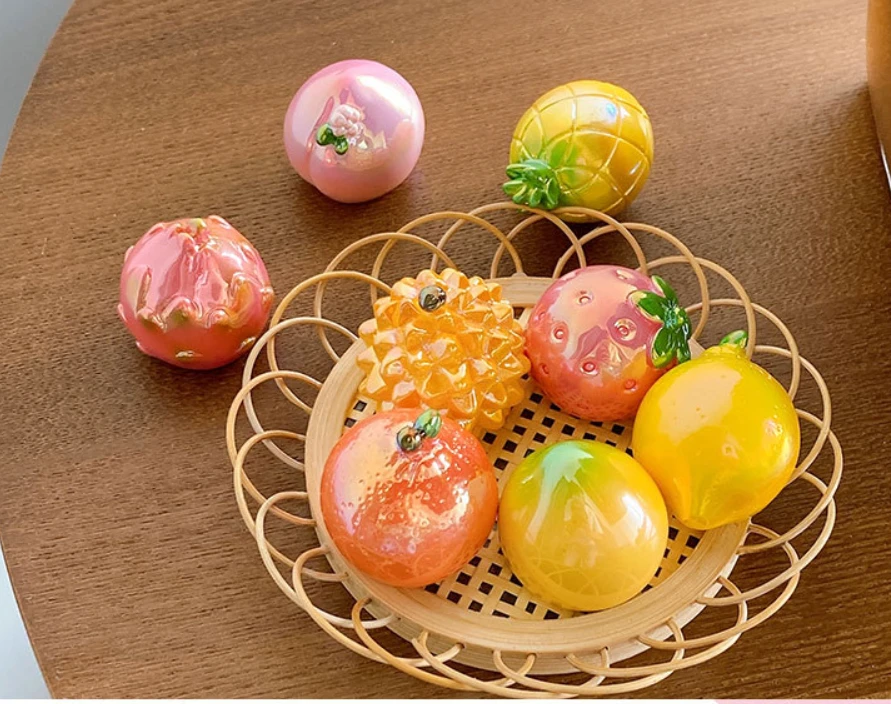 【九宫格】电镀实色水果桃子草莓树脂diy饰品摆件包挂二次元