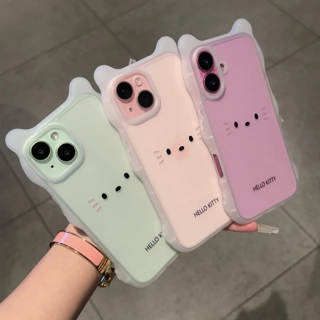 波浪猫耳朵适用苹果16Pro手机壳iPhone15简约14新款13透明12防摔