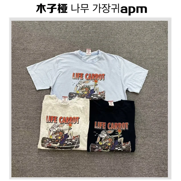 韩国东大门 公鸡/火炬兔八哥印花T恤休闲服