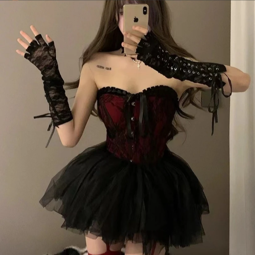 复古猫系情趣内衣宫廷风蕾丝抹胸马甲胸衣纯欲束腰可搭蓬蓬裙