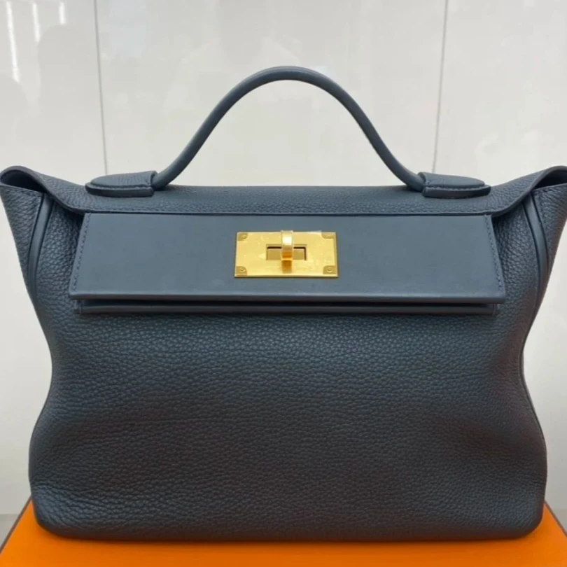 99新 Hermes/爱马仕 小花6枫 2424 29 松柏绿 金扣包